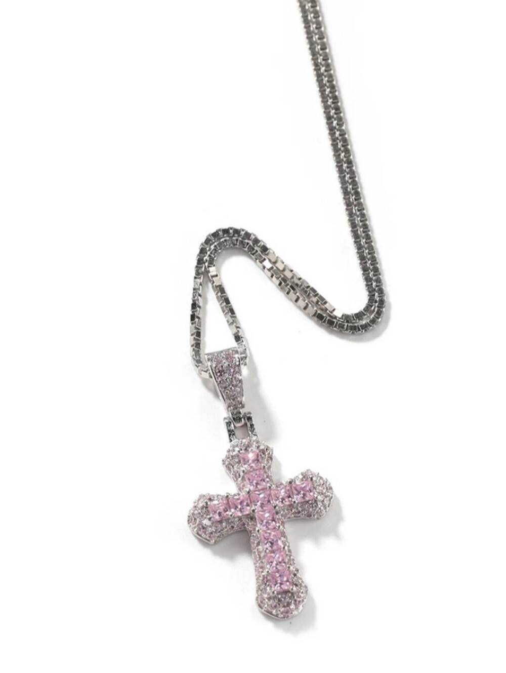 Pink Cross Necklace ✝️ | Sparkling Diamond-Style Pendant | Dainty Girly Jewelry